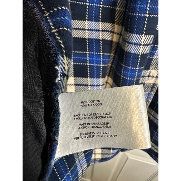 Orvis Plaid Flannel Shirt Button Down Shacket Mens Medium Blue Black Cotton - Picture 8 of 9
